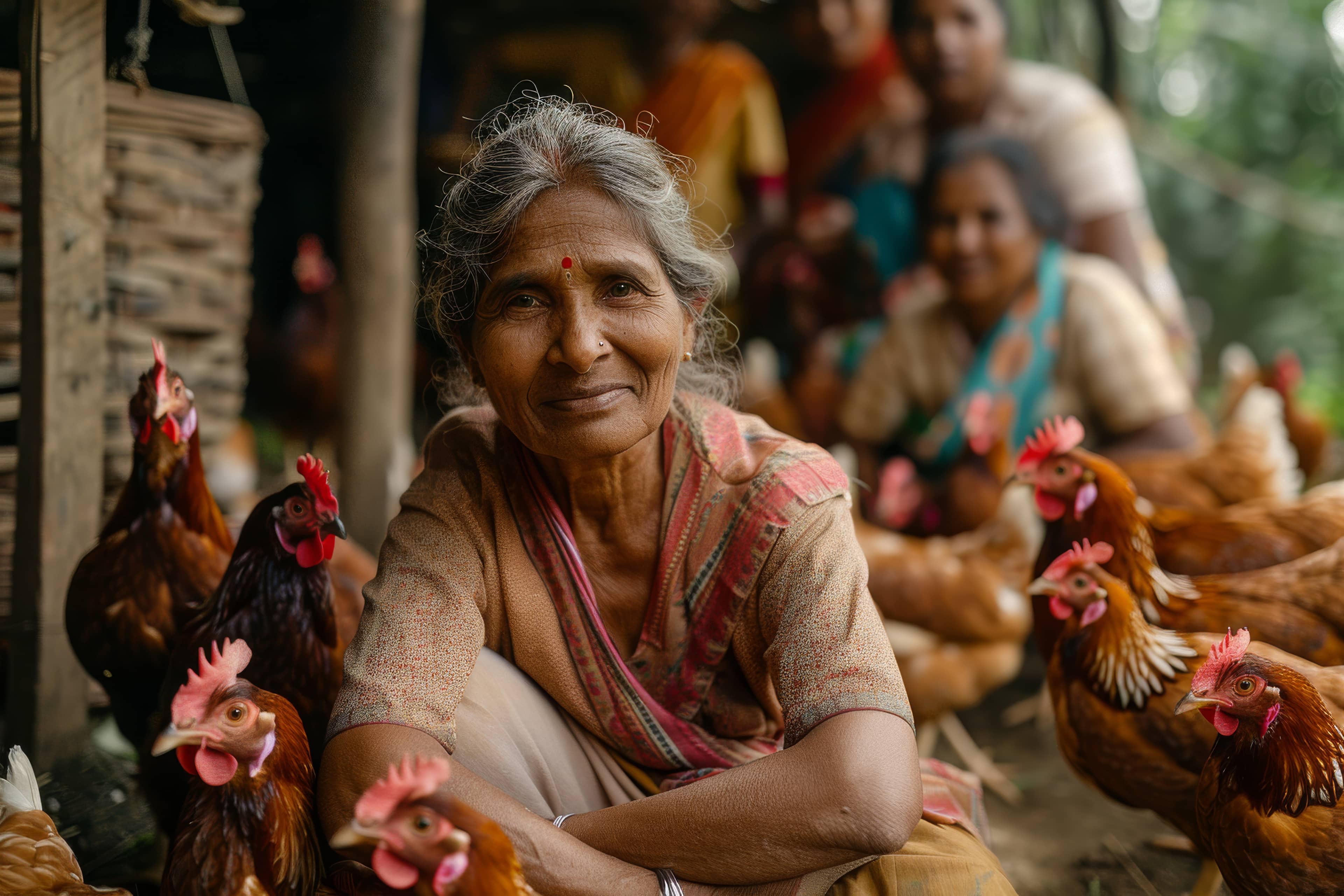 happy chicken farmer