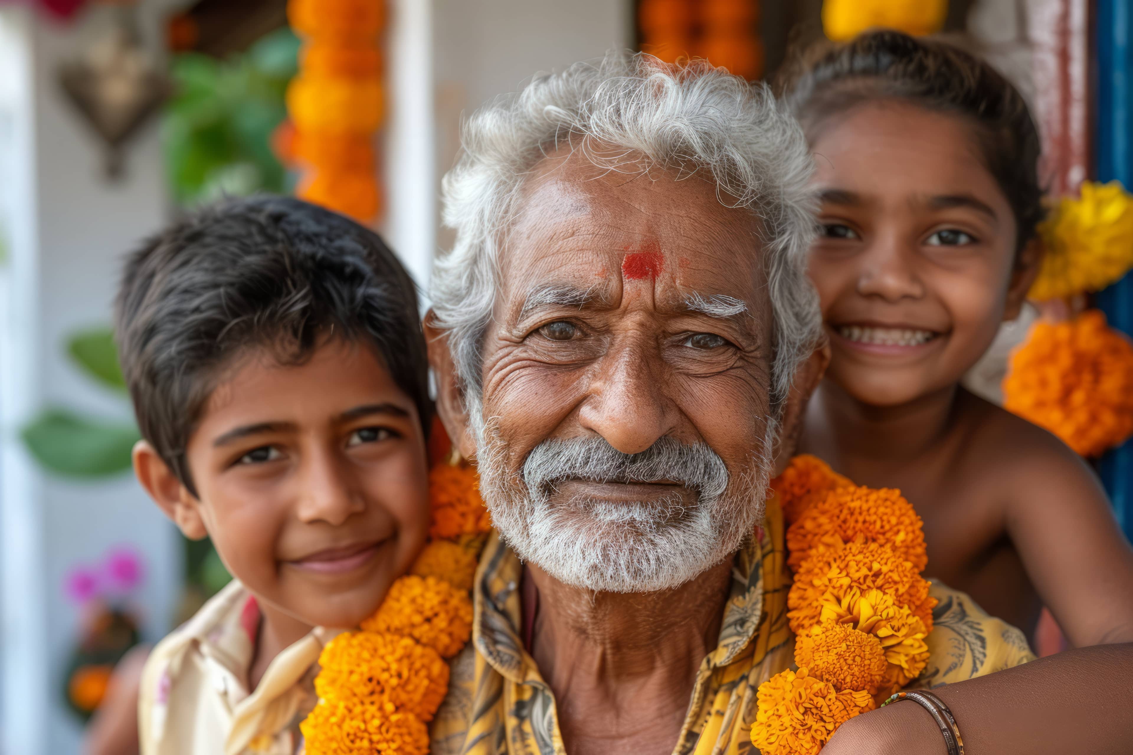 healthy man with children