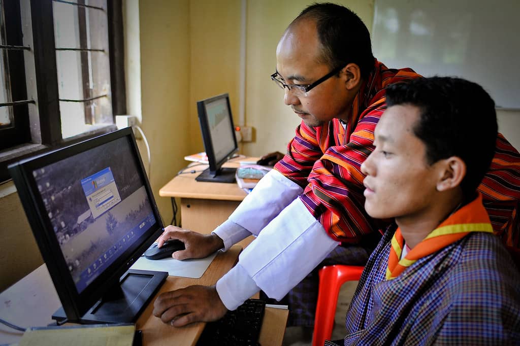 A young man involved in skill training